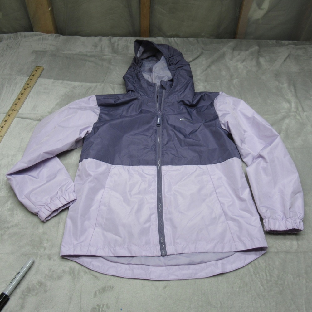 Eddie Bauer Jacket Kids Medium 10/12 Purple Hooded Light Waterproof 3in1 Shell